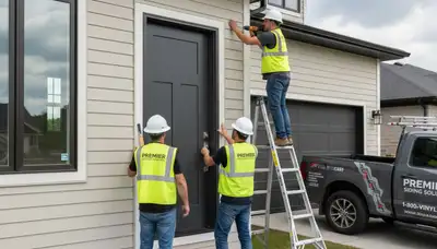 Professional door installation with vinyl siding finish in Aurora, CO by Next Level Exteriors