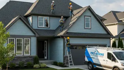 Technician performing residential roof inspection in Aurora, CO for Next Level Exteriors