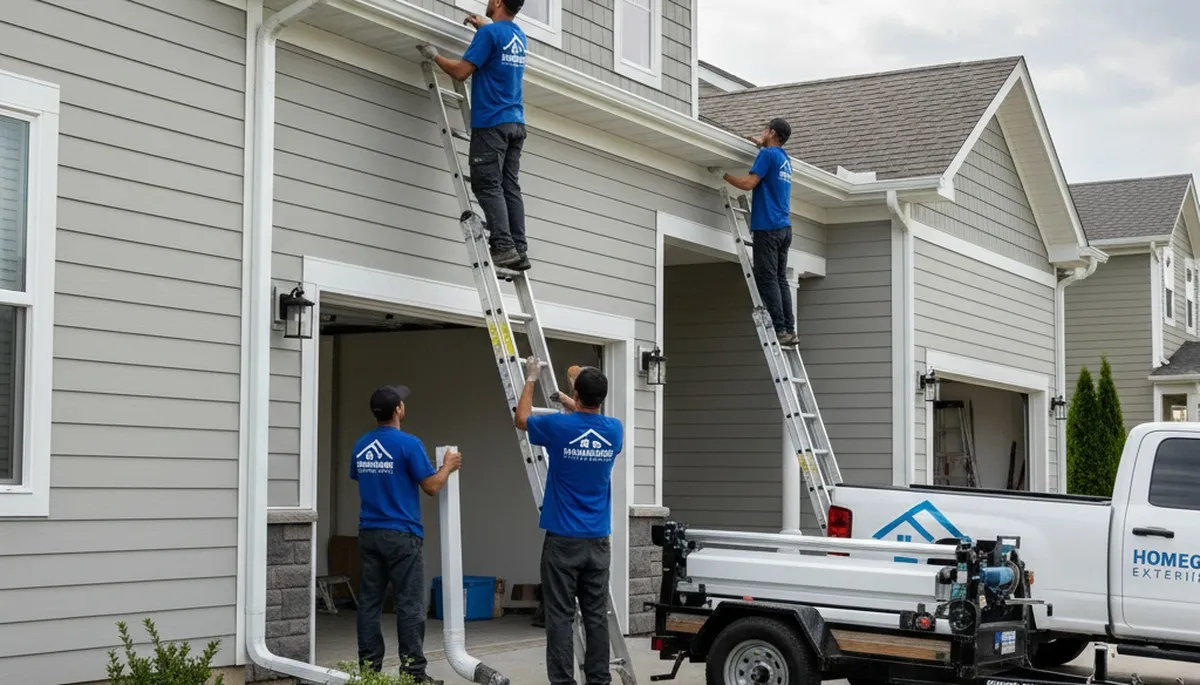 Seamless aluminum gutters installed on Aurora CO home by Next Level Exteriors vinyl siding experts