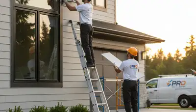 Technician repairing vinyl siding on Aurora CO home exterior damaged by hail and wind